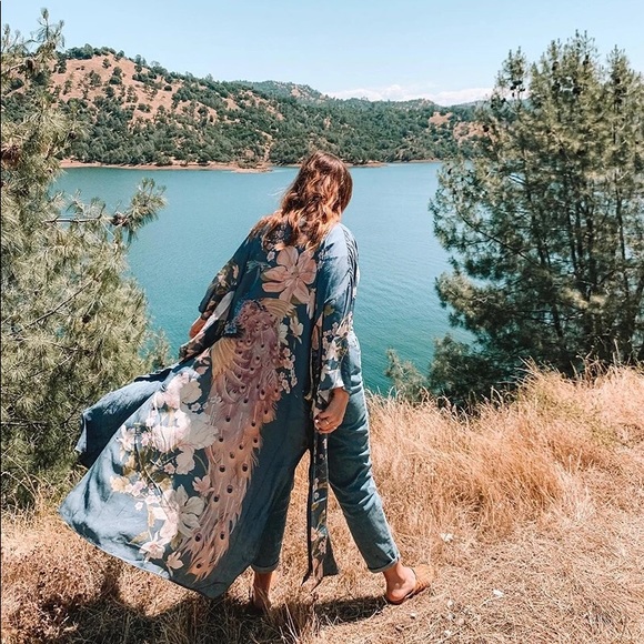 Bird Of Paradise Gypsy Bohemian Kimono In Faded - Picture 4 of 16